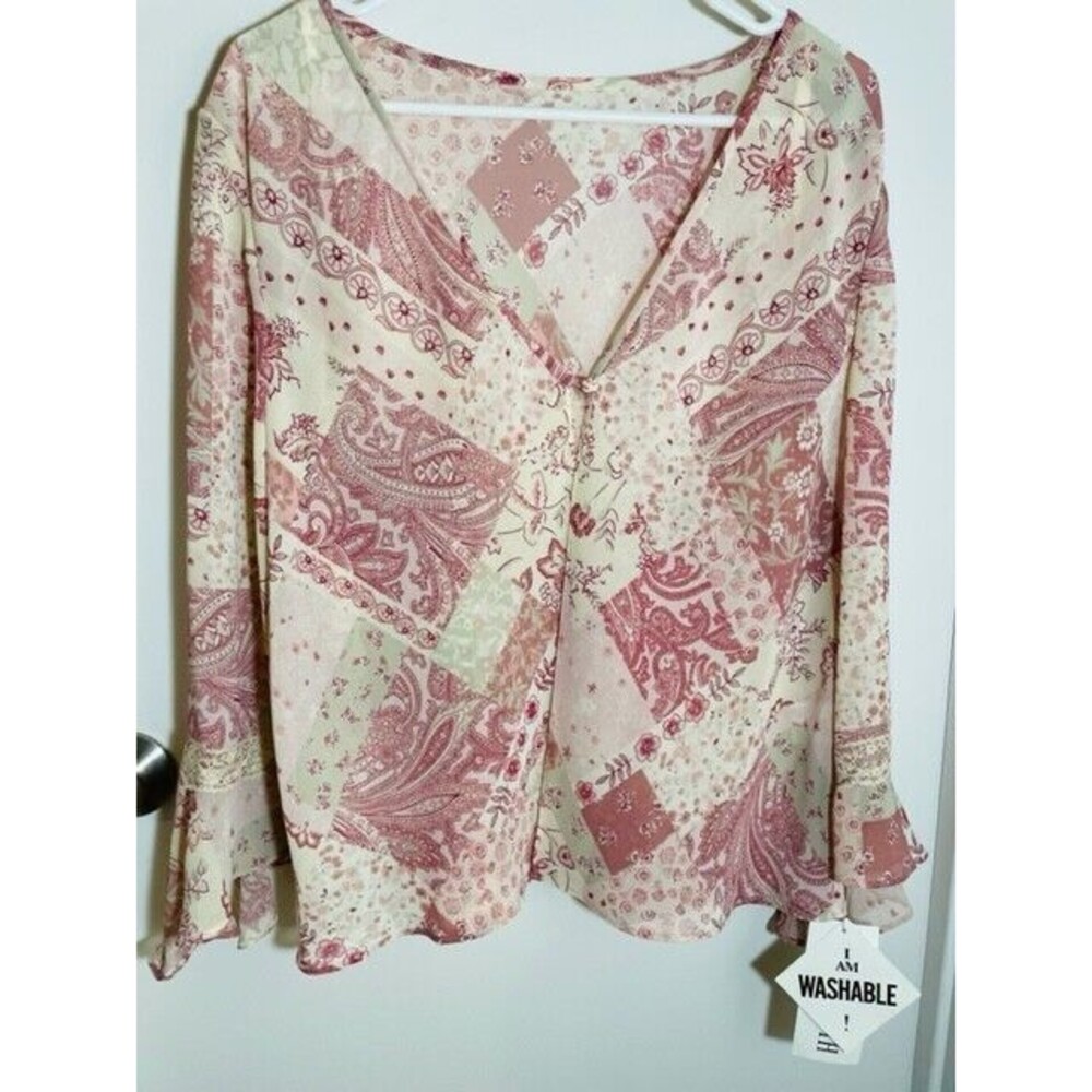Cover Size 16 Paisley Floral Sheer Boho Flared Sleeves Plaza South Cottagecore